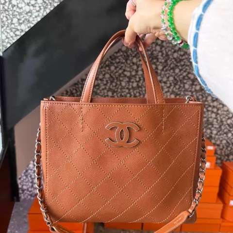 Chanel 荔枝皮 楓葉焦糖色tote