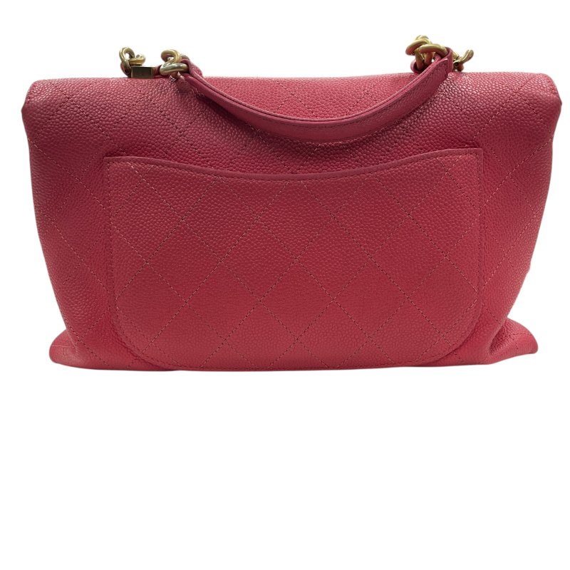 CHANEL 香奈兒 鏈條側背包 荔枝皮 桃粉色 金釦-1