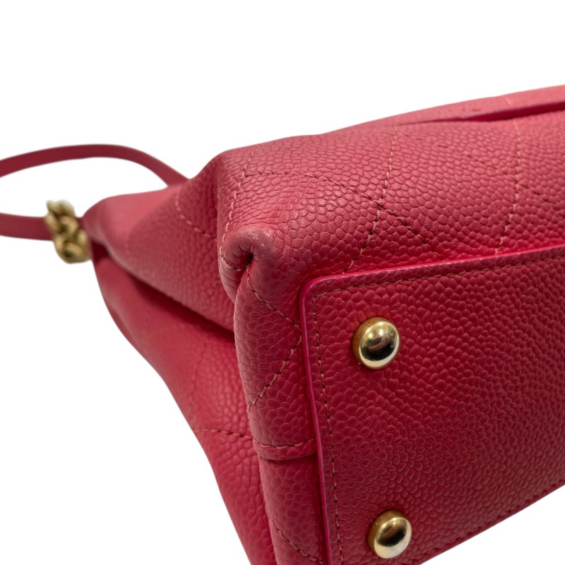 CHANEL 香奈兒 鏈條側背包 荔枝皮 桃粉色 金釦-7