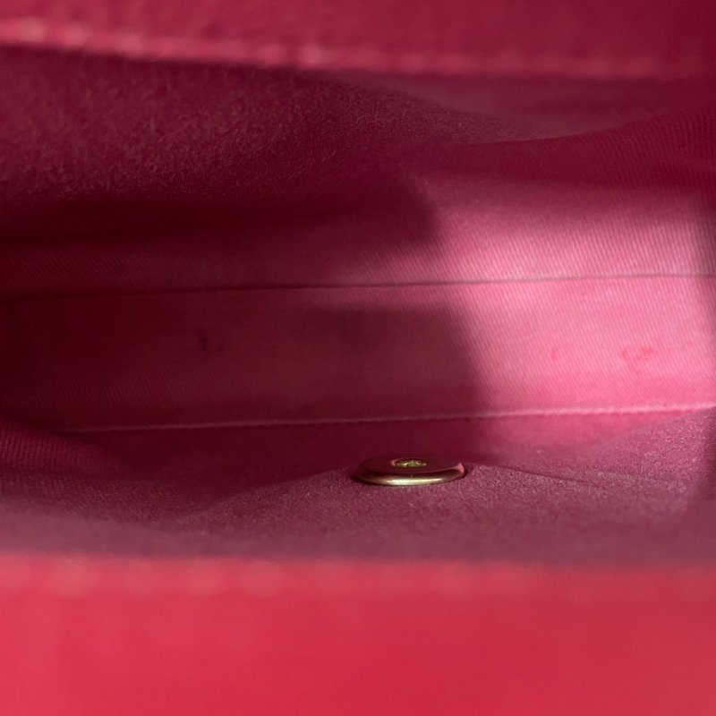 CHANEL 香奈兒 鏈條側背包 荔枝皮 桃粉色 金釦-10