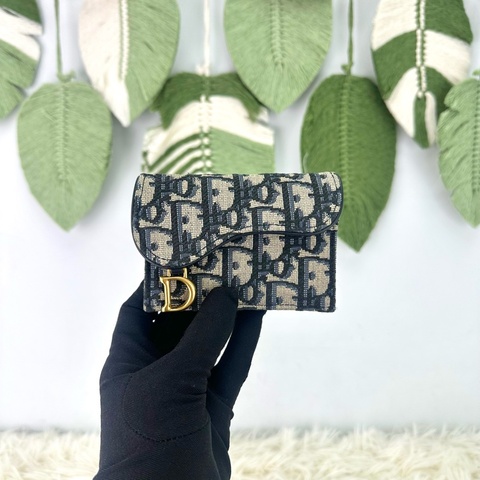 DIOR Saddle D字 緹花拼真皮卡片包 全套有單