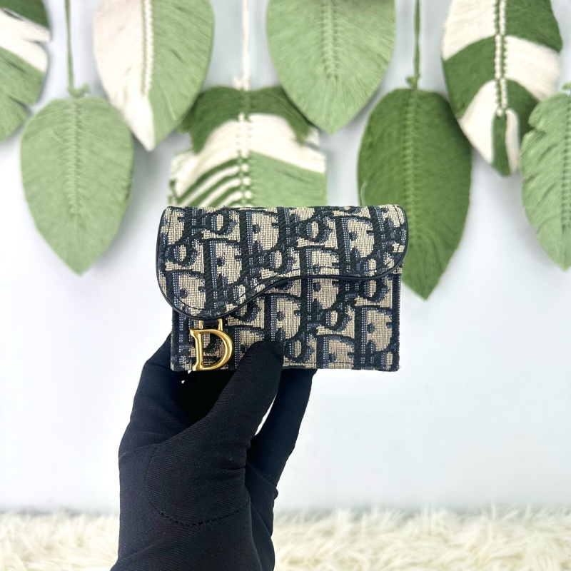 DIOR Saddle D字 緹花拼真皮卡片包 全套有單-0