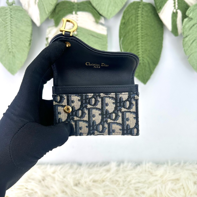 DIOR Saddle D字 緹花拼真皮卡片包 全套有單-5
