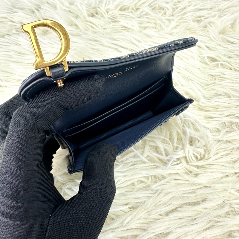 DIOR Saddle D字 緹花拼真皮卡片包 全套有單-6