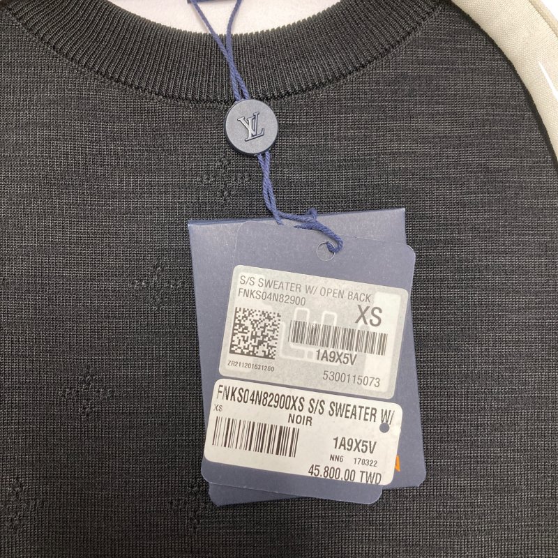 LOUIS VUITTON 路易威登 露背短袖針織上衣 黑×白 XS 全新品-7