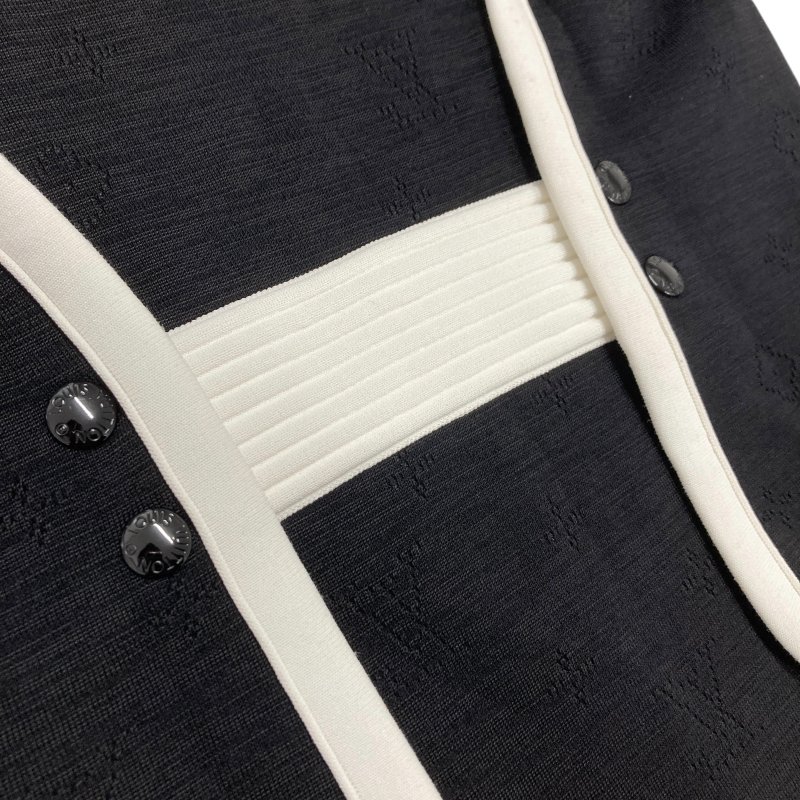 LOUIS VUITTON 路易威登 露背短袖針織上衣 黑×白 XS 全新品-8