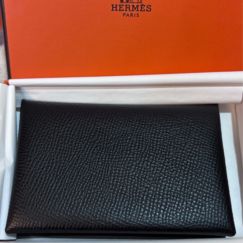 全新Hermes Calvi黑色 Noir卡夾-1