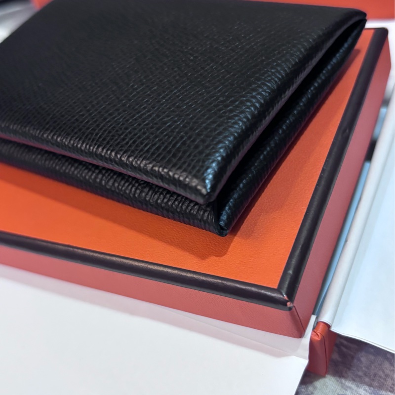 全新Hermes Calvi黑色 Noir卡夾-3