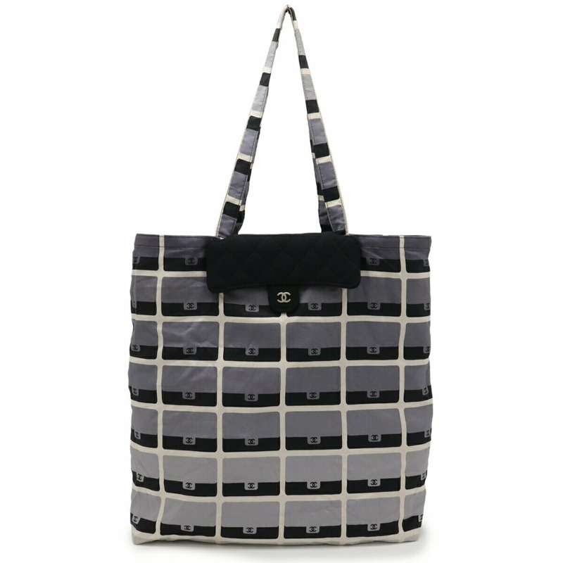 香奈兒 (CHANEL) Matelasse Coco Mark 環保手提包，可折疊，配鏈條肩帶，棉質針織面料和尼龍材質，黑色，AP2095-5