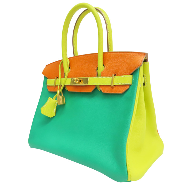 澄/黃/綠色 山羊皮 Birkin30 柏金包 手提包 口Q刻 金釦 (SP order)【HERMES 愛馬仕】 口Q-2