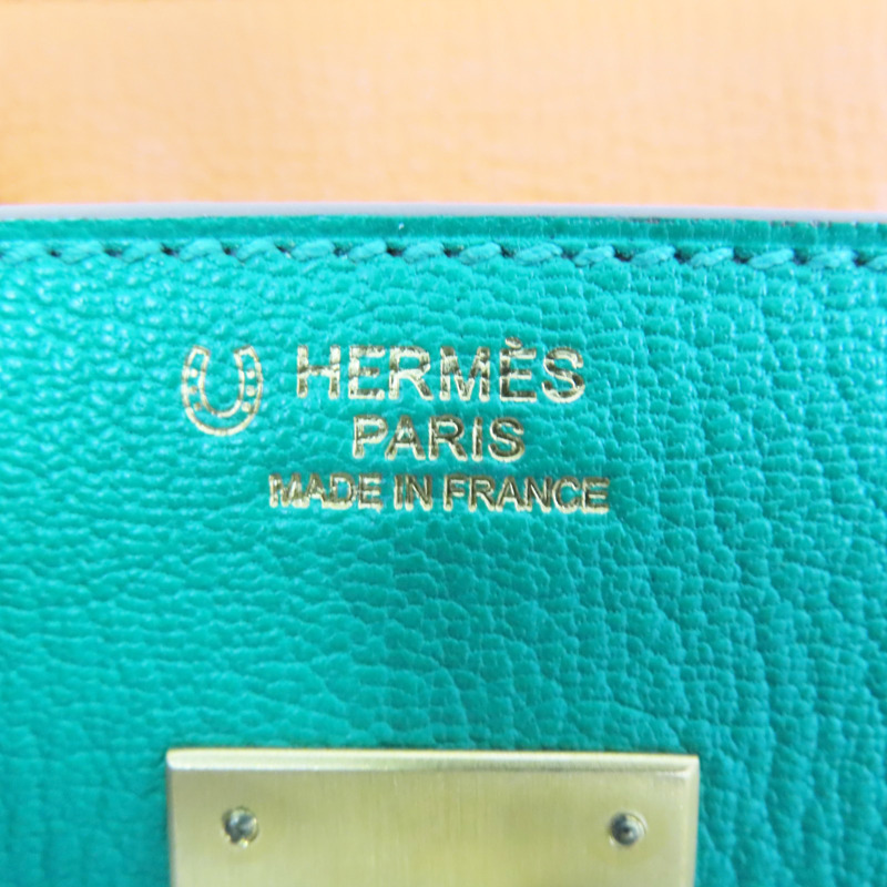 澄/黃/綠色 山羊皮 Birkin30 柏金包 手提包 口Q刻 金釦 (SP order)【HERMES 愛馬仕】 口Q-6
