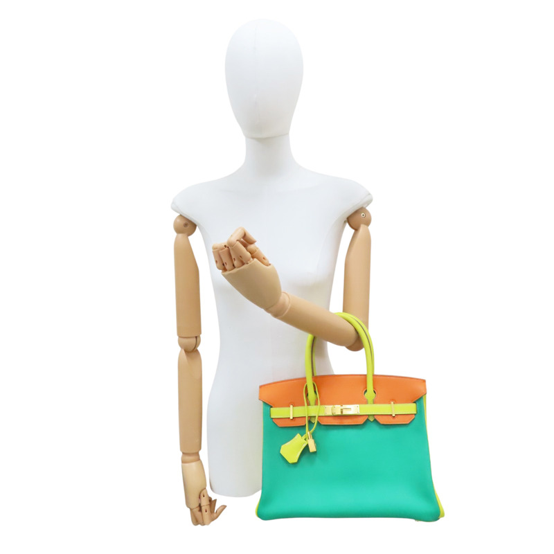 澄/黃/綠色 山羊皮 Birkin30 柏金包 手提包 口Q刻 金釦 (SP order)【HERMES 愛馬仕】 口Q-8