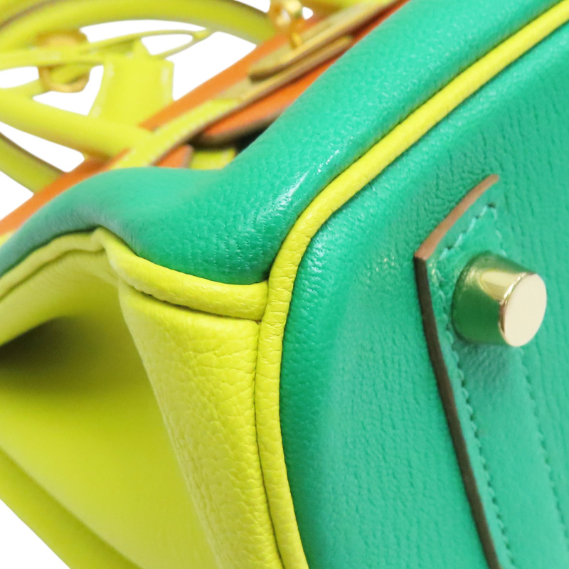 澄/黃/綠色 山羊皮 Birkin30 柏金包 手提包 口Q刻 金釦 (SP order)【HERMES 愛馬仕】 口Q-9