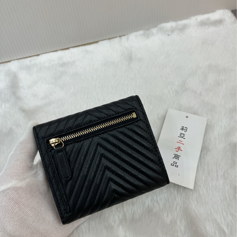 莉亞精品♡ Chanel 2.55背拉山型紋三折短夾 二手美夾-2