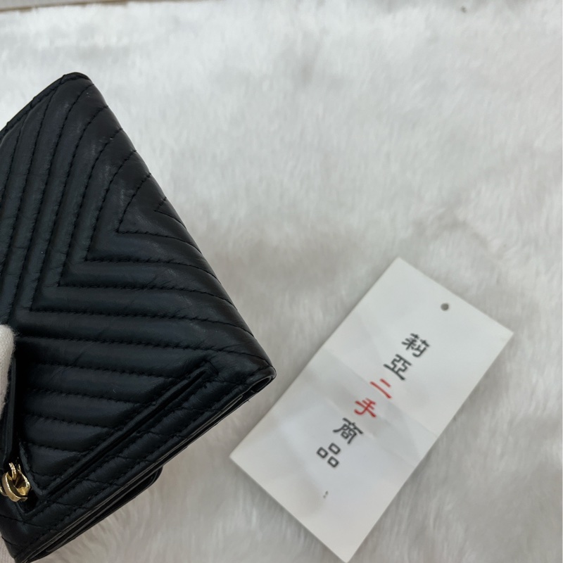 莉亞精品♡ Chanel 2.55背拉山型紋三折短夾 二手美夾-8