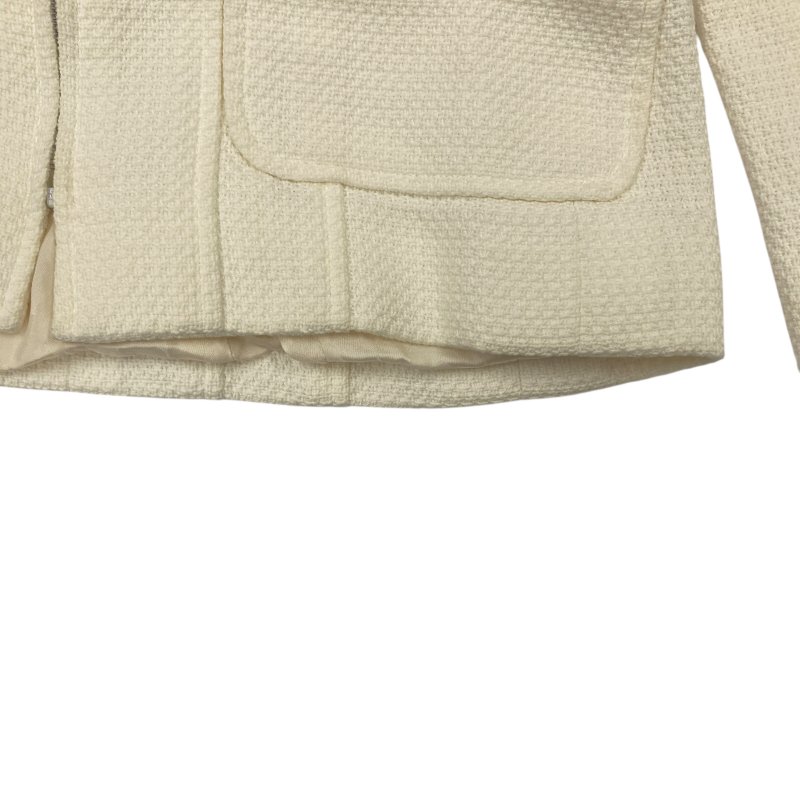 CHANEL 香奈兒 粗花毛呢外套 珍珠釦 米白色-6