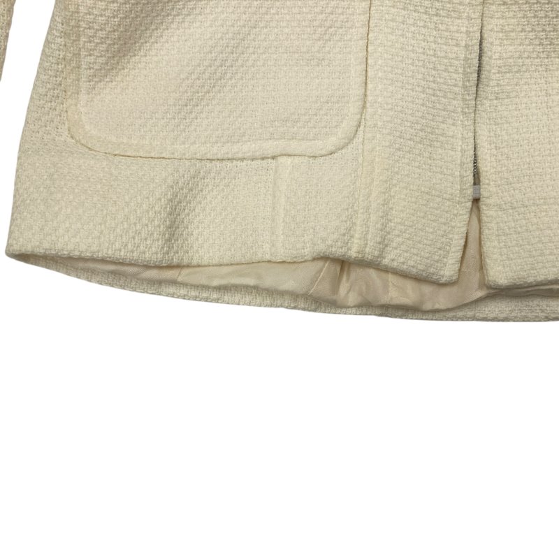 CHANEL 香奈兒 粗花毛呢外套 珍珠釦 米白色-7