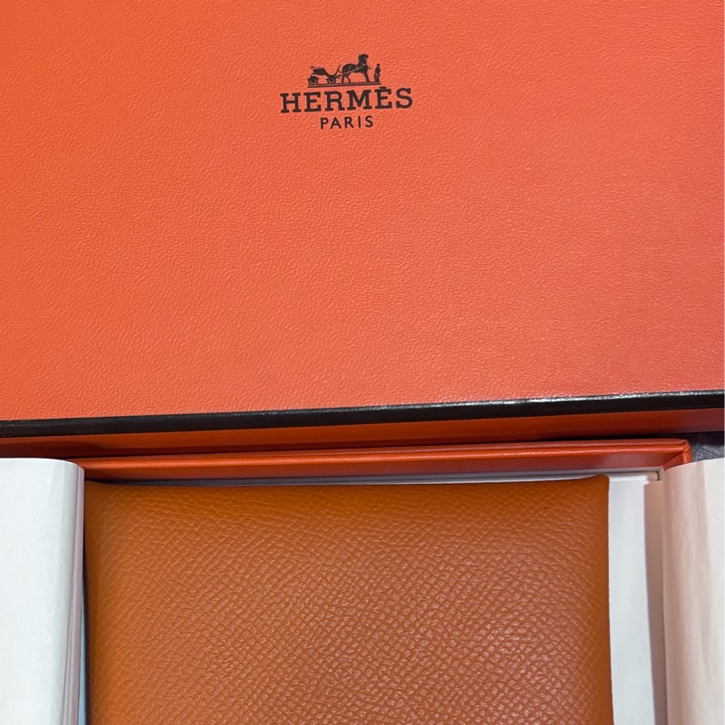 適用賣場4000優惠券【Hermes 愛馬仕】經典Calvi系列EPSOM小牛皮方型暗釦名片/信用卡夾(褐棕色)-3