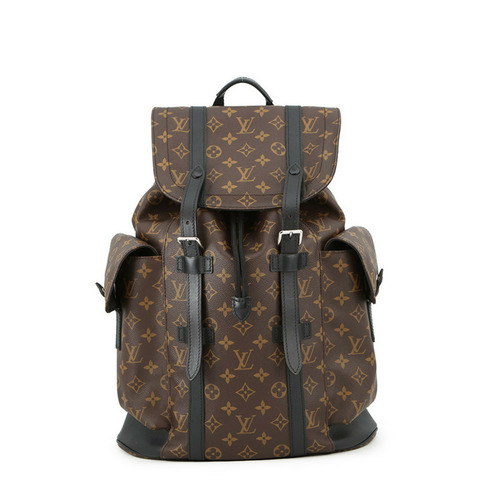 路易威登 Monogram Macassar Christopher MM 雙肩包 M43735 LOUIS VUITTON 黑色