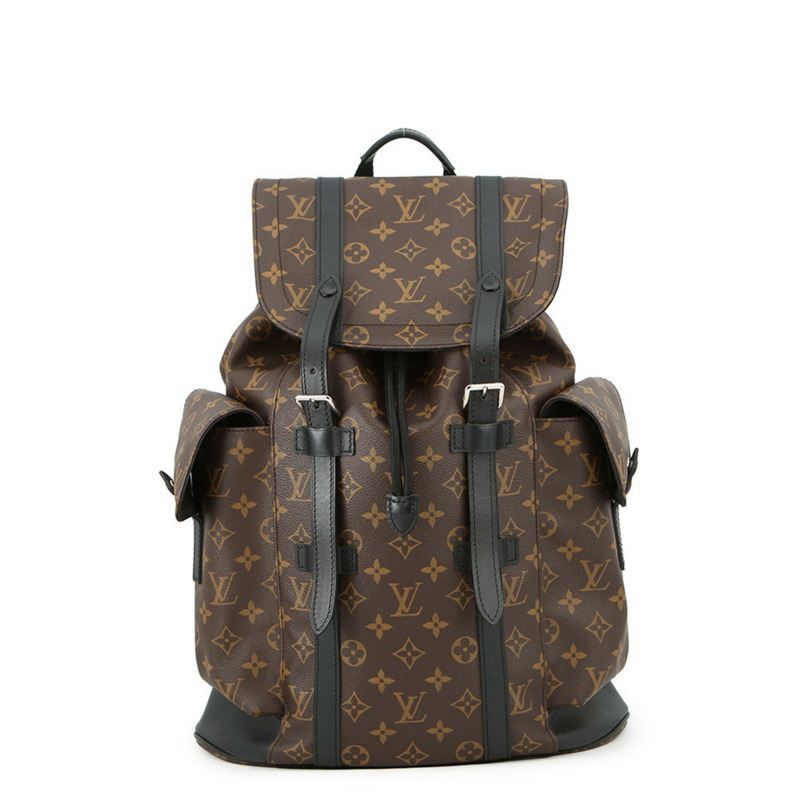 路易威登 Monogram Macassar Christopher MM 雙肩包 M43735 LOUIS VUITTON 黑色-0