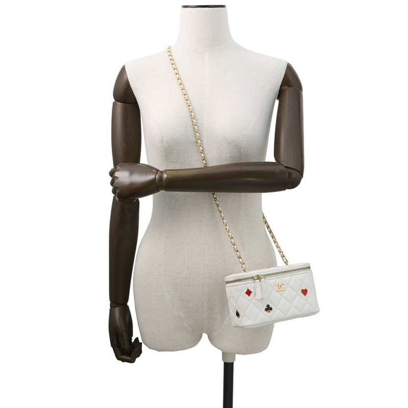 香奈兒鏈肩包 Vanity Coco Mark Matelasse 撲克牌魚子醬皮 AP3079 CHANEL 白色-3