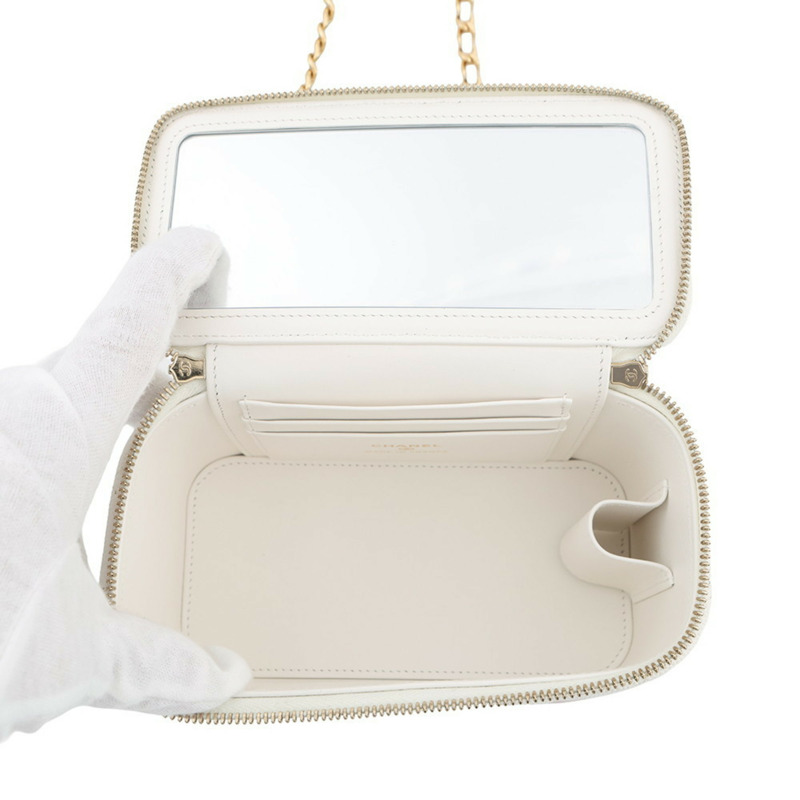 香奈兒鏈肩包 Vanity Coco Mark Matelasse 撲克牌魚子醬皮 AP3079 CHANEL 白色-4