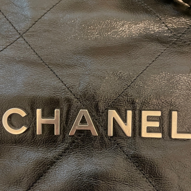 Chanel 香奈兒 黑銀22 bag 橫版垃圾袋小號36*26*6-5