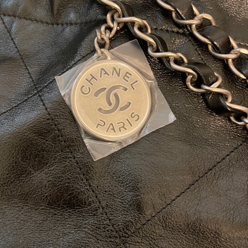 Chanel 香奈兒 黑銀22 bag 橫版垃圾袋小號36*26*6-6