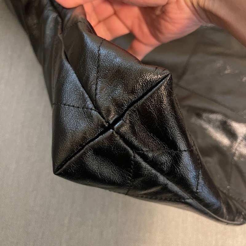 Chanel 香奈兒 黑銀22 bag 橫版垃圾袋小號36*26*6-7