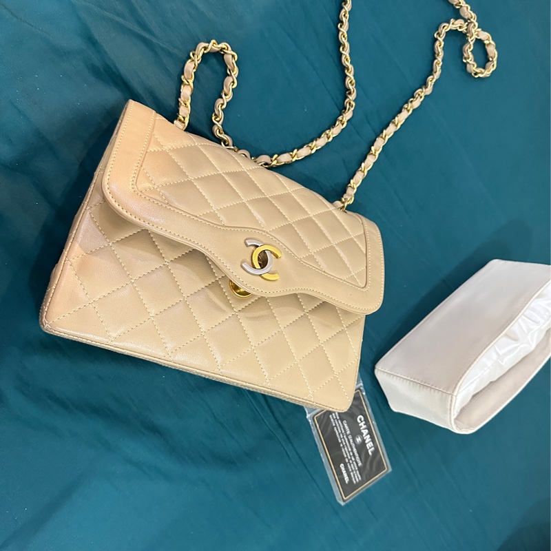 中古香奈兒包包。巴黎限定雙色雙c-12