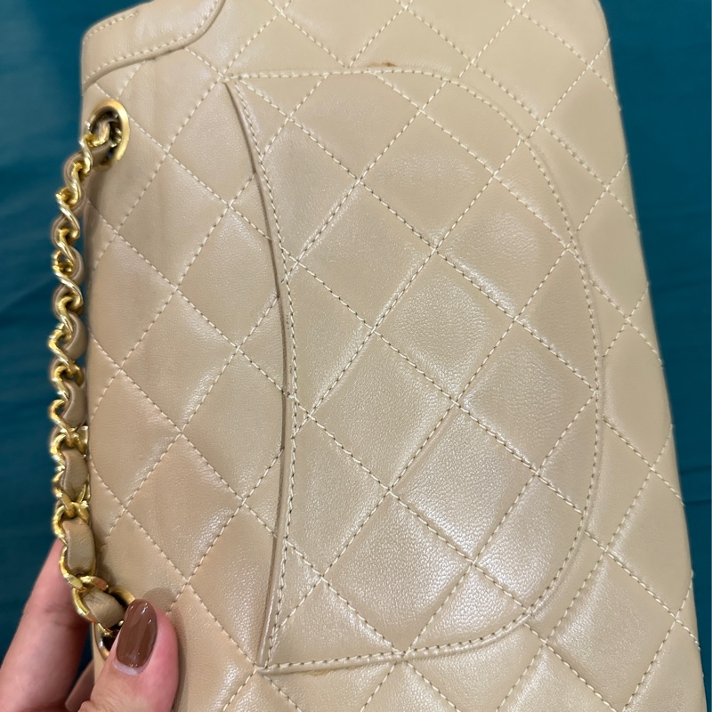 中古香奈兒包包。巴黎限定雙色雙c-15