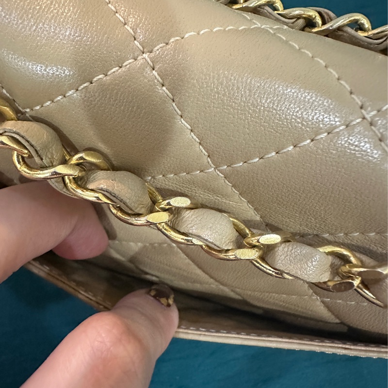 中古香奈兒包包。巴黎限定雙色雙c-16