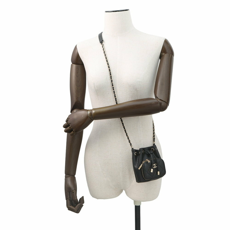 香奈兒鏈單背包 Matelasse Coco Mark 魚子醬皮 AS2353 黑色-3