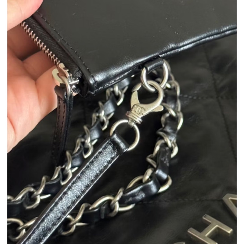 九成新⬆️Chanel 22bag黑銀 小號 芯片款 垃圾袋包 香奈兒正品 🉑送禮狀態-8