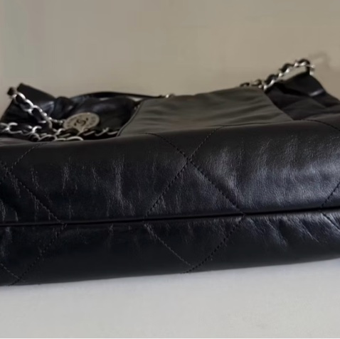 九成新⬆️Chanel 22bag黑銀 小號 芯片款 垃圾袋包 香奈兒正品 🉑送禮狀態-9