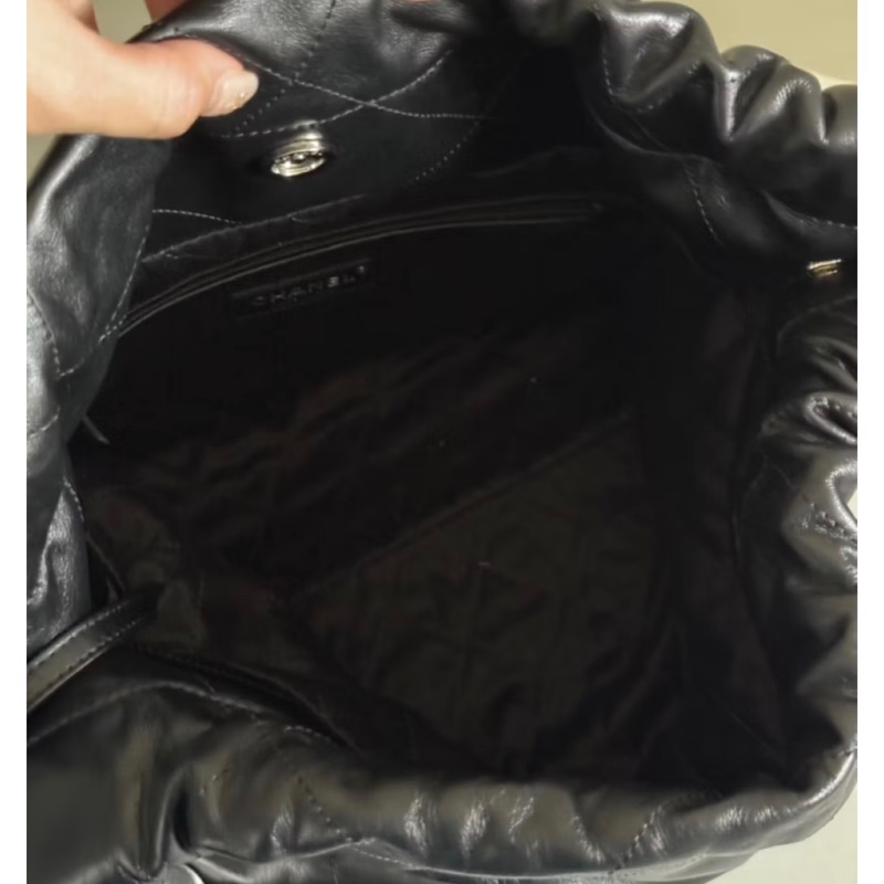 九成新⬆️Chanel 22bag黑銀 小號 芯片款 垃圾袋包 香奈兒正品 🉑送禮狀態-11