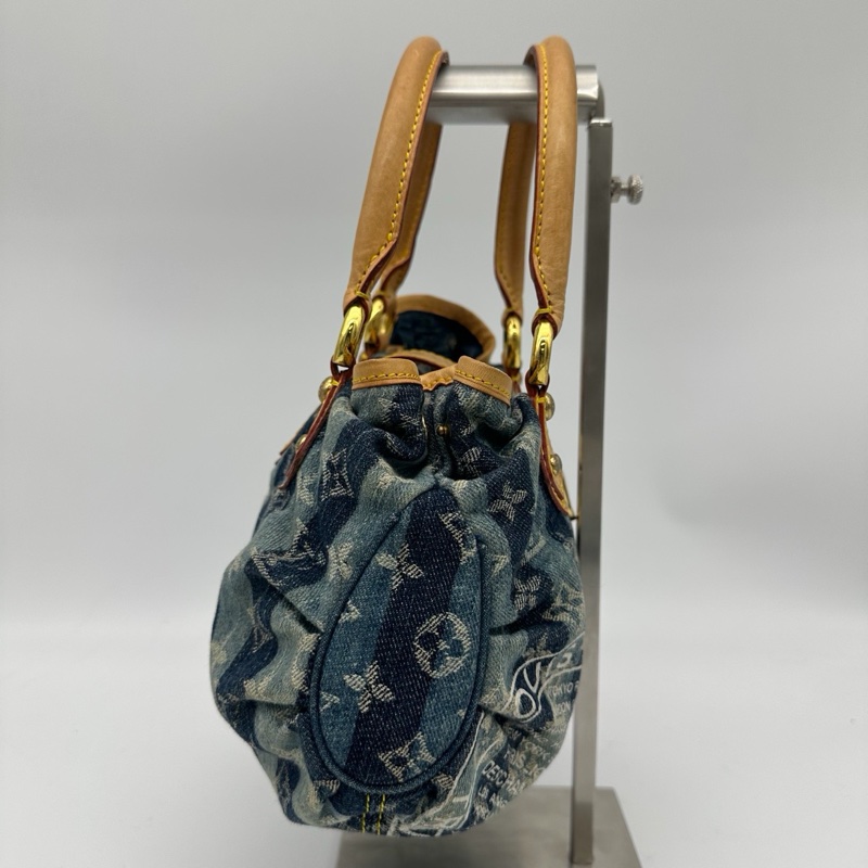 「JL精品代購」Lv限定條紋牛仔丹寧小元寶手提包-5