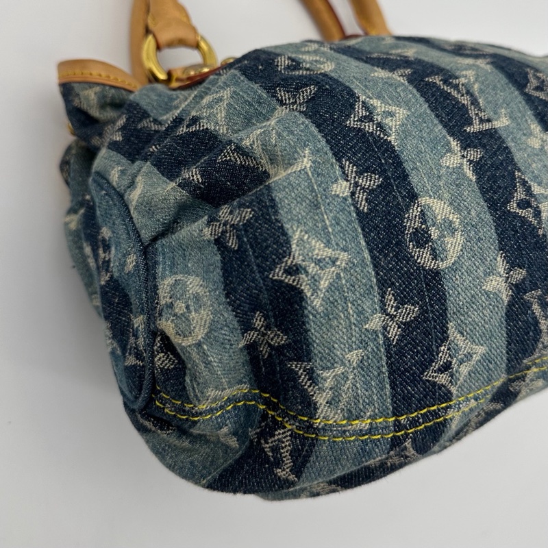 「JL精品代購」Lv限定條紋牛仔丹寧小元寶手提包-9