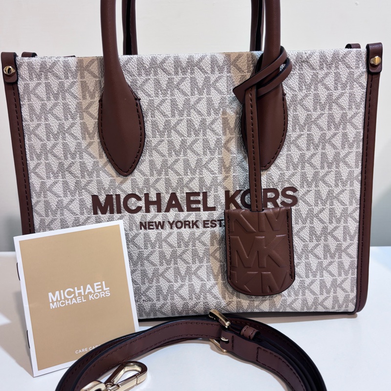 Michael Kors(MK)Mirella 經典白色老花手提/斜背包-0