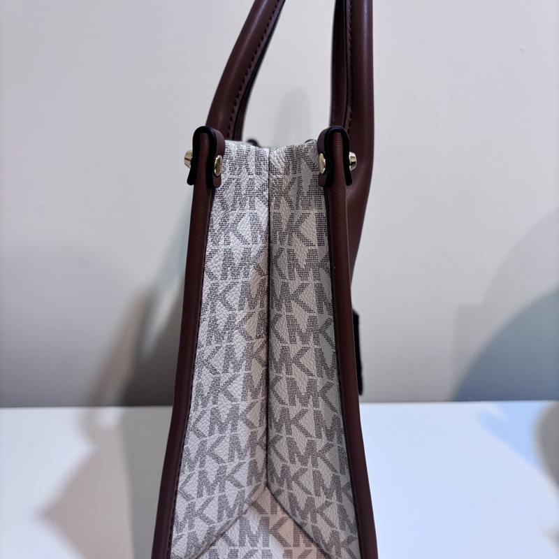 Michael Kors(MK)Mirella 經典白色老花手提/斜背包-3