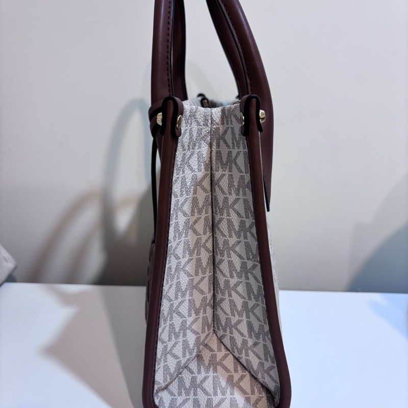 Michael Kors(MK)Mirella 經典白色老花手提/斜背包-4