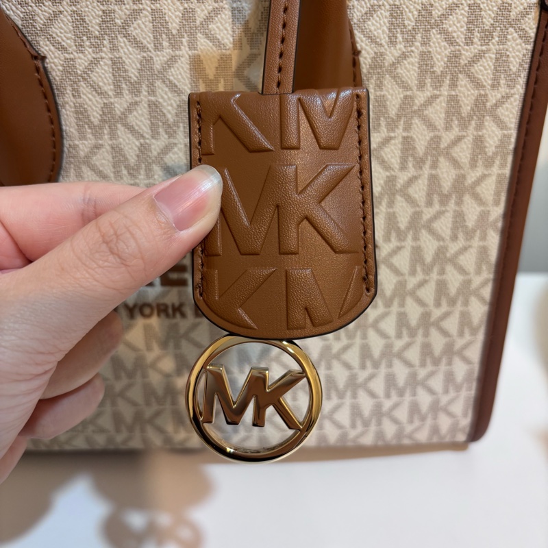 Michael Kors(MK)Mirella 經典白色老花手提/斜背包-5