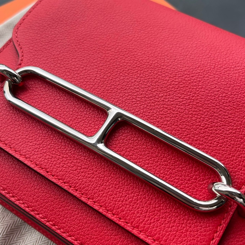 🌈Hermes❤️Mini Roulis 19❤️蕃茄紅色銀扣❤️99新🌟evercolor皮-1