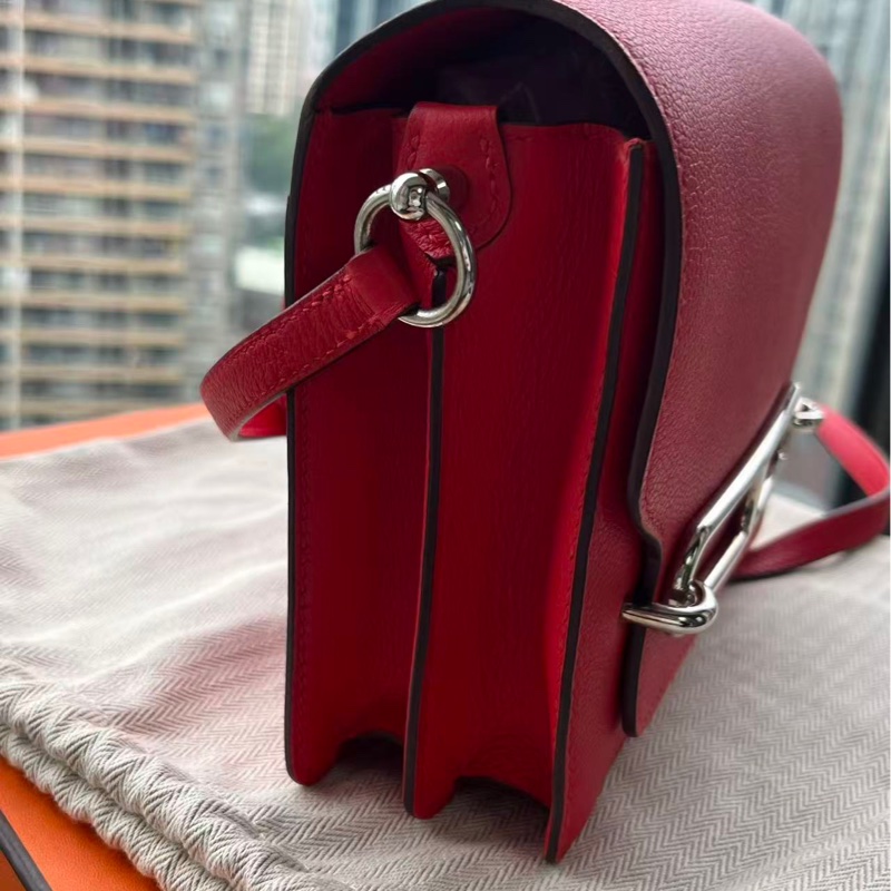 🌈Hermes❤️Mini Roulis 19❤️蕃茄紅色銀扣❤️99新🌟evercolor皮-5