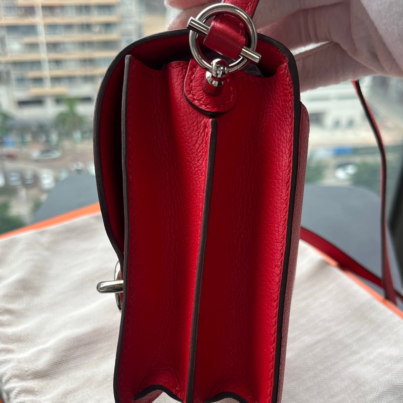 🌈Hermes❤️Mini Roulis 19❤️蕃茄紅色銀扣❤️99新🌟evercolor皮-6