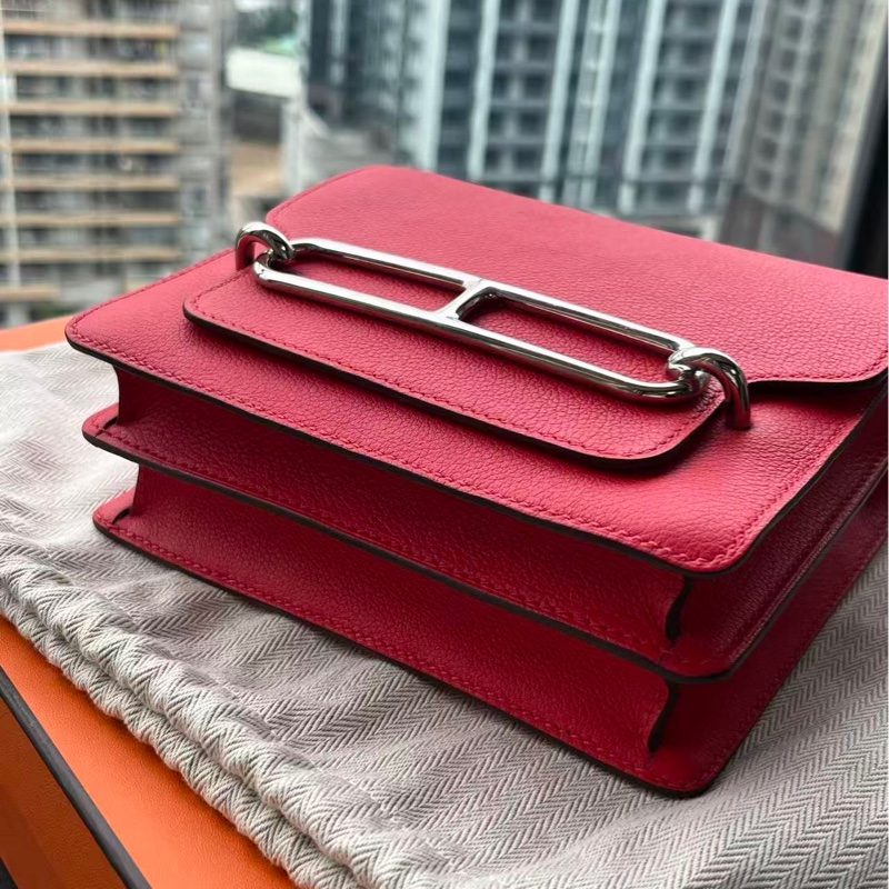 🌈Hermes❤️Mini Roulis 19❤️蕃茄紅色銀扣❤️99新🌟evercolor皮-7
