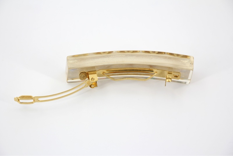 Chanel Vintage 97P幻彩樹脂金色五個CC Logo髮夾-8