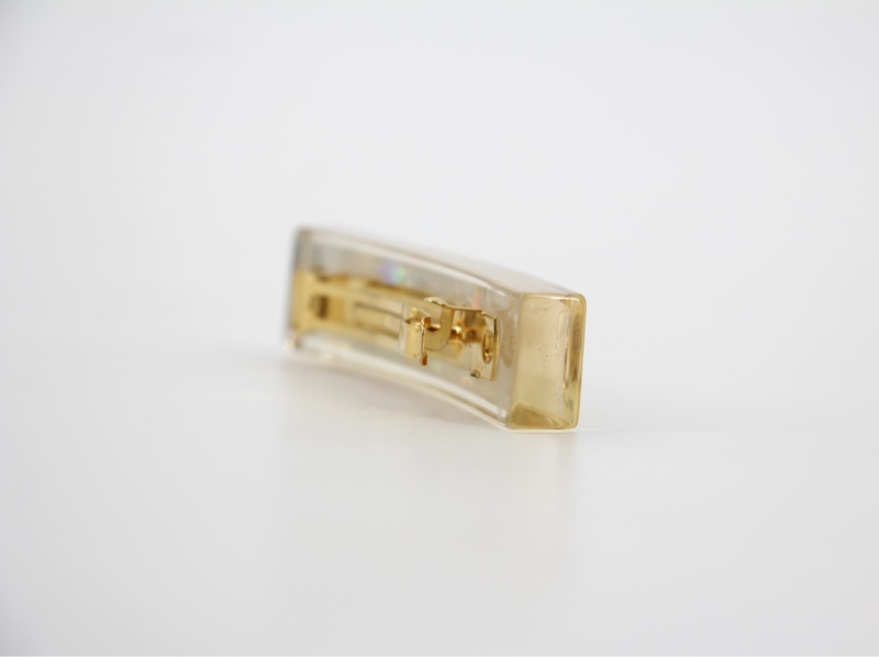 Chanel Vintage 97P幻彩樹脂金色五個CC Logo髮夾-10