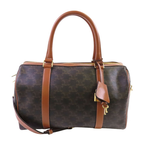 CELINE Triomphe帆布Large Boston金扣手挽肩背兩用袋