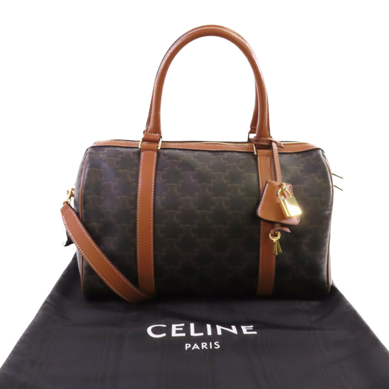 CELINE Triomphe帆布Large Boston金扣手挽肩背兩用袋-9